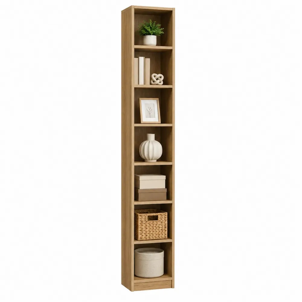 Scaffale libreria a colonna in legno con finitura impiallacciato 180x28x20cm
