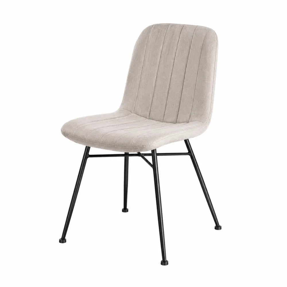 Sedia da pranzo in tessuto di poliestere beige con gambe in metallo