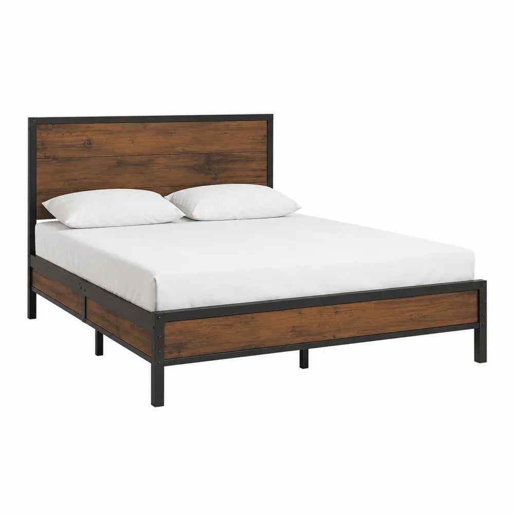 Letto matrimoniale in metallo e legno di pino 200x160 cm