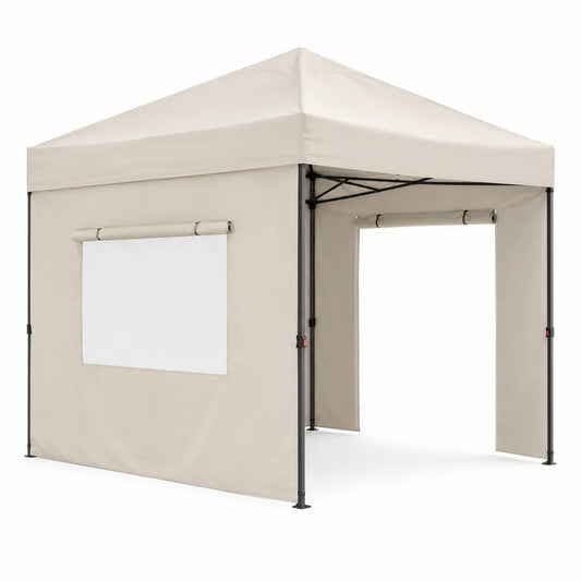 Gazebo pieghevole in acciaio e poliestere beige 3x3 m