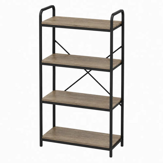 Scaffale a 4 Ripiani in Legno e Metallo 120 cm