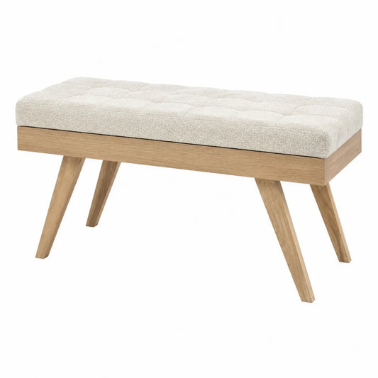 Panca in legno e tessuto beige 100x40x45 cm