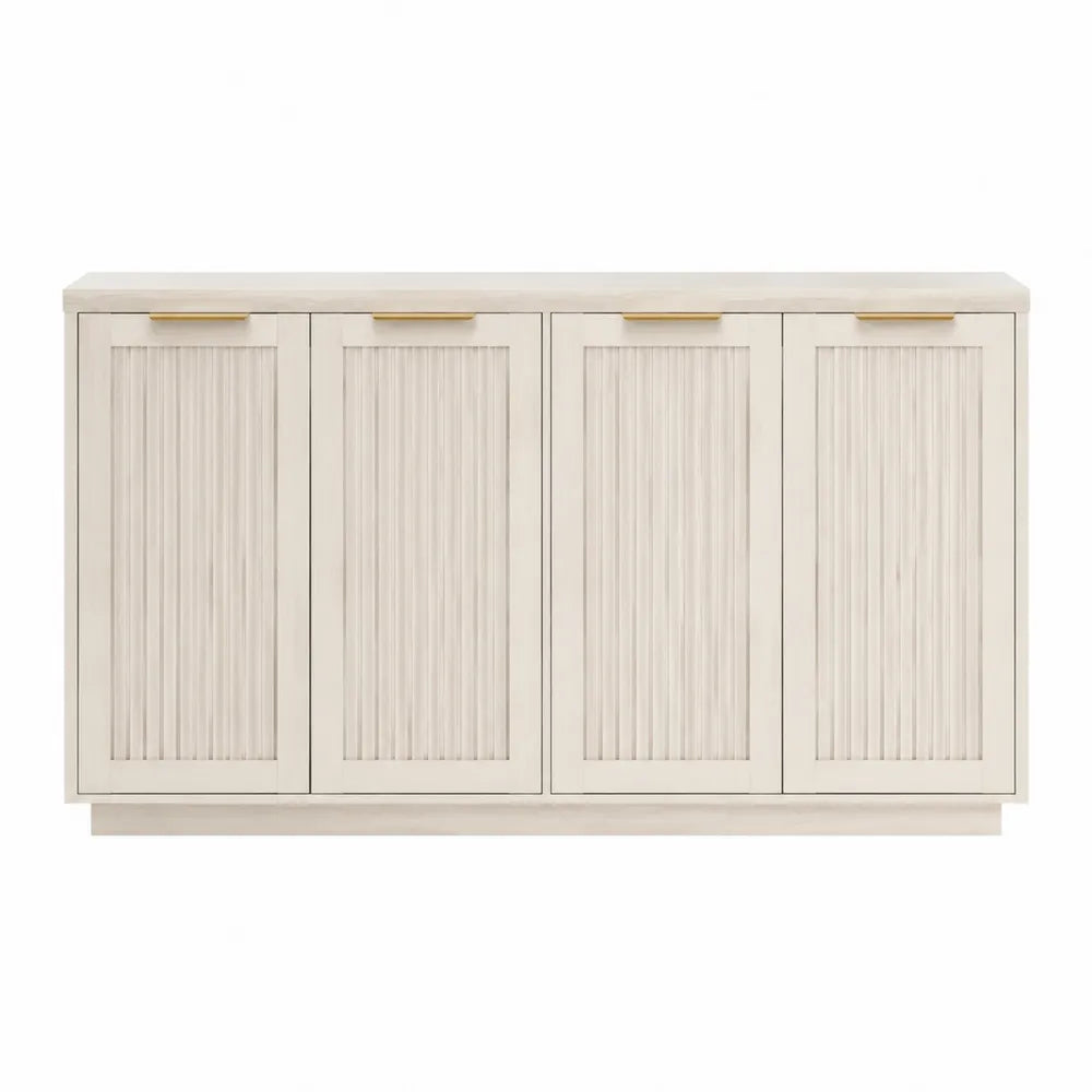 Credenza in legno di pino con ante a pannelli verticali