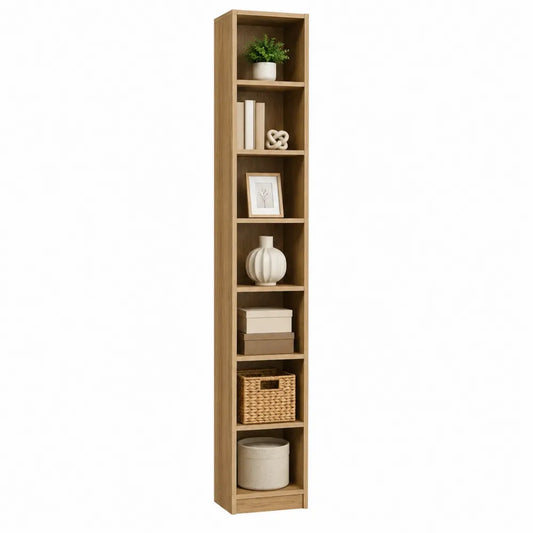 Scaffale libreria a colonna in legno con finitura impiallacciato 180x28x20cm
