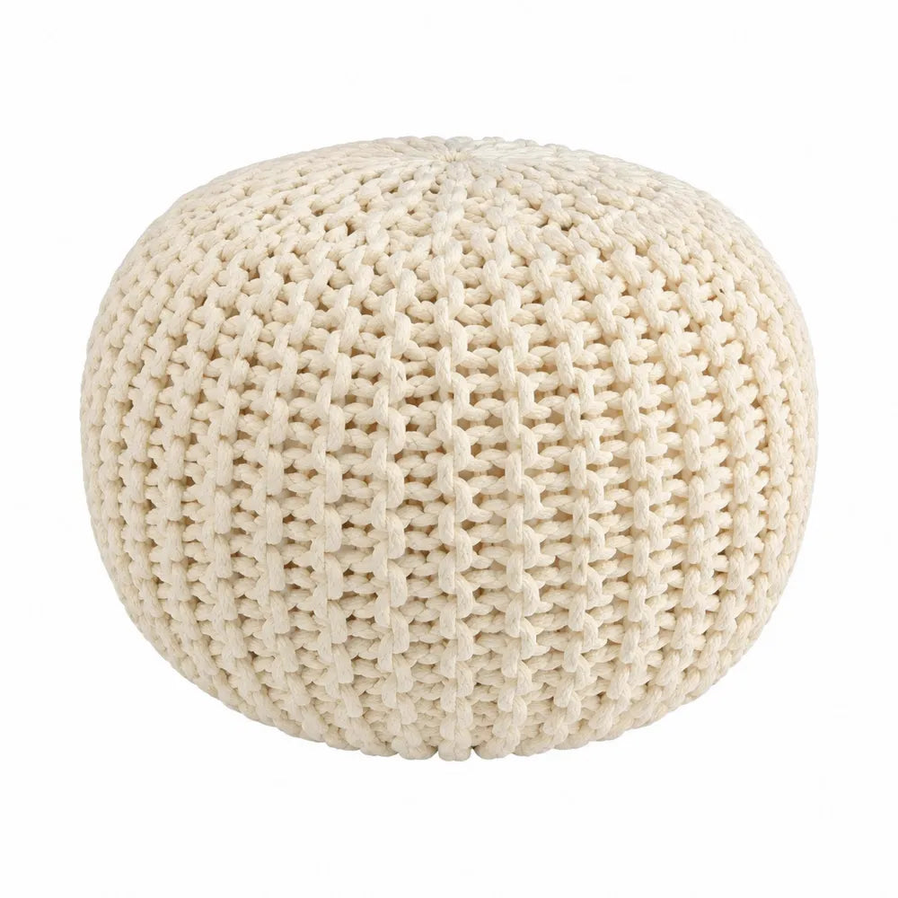 Pouf Rotondo in Cotone Crema