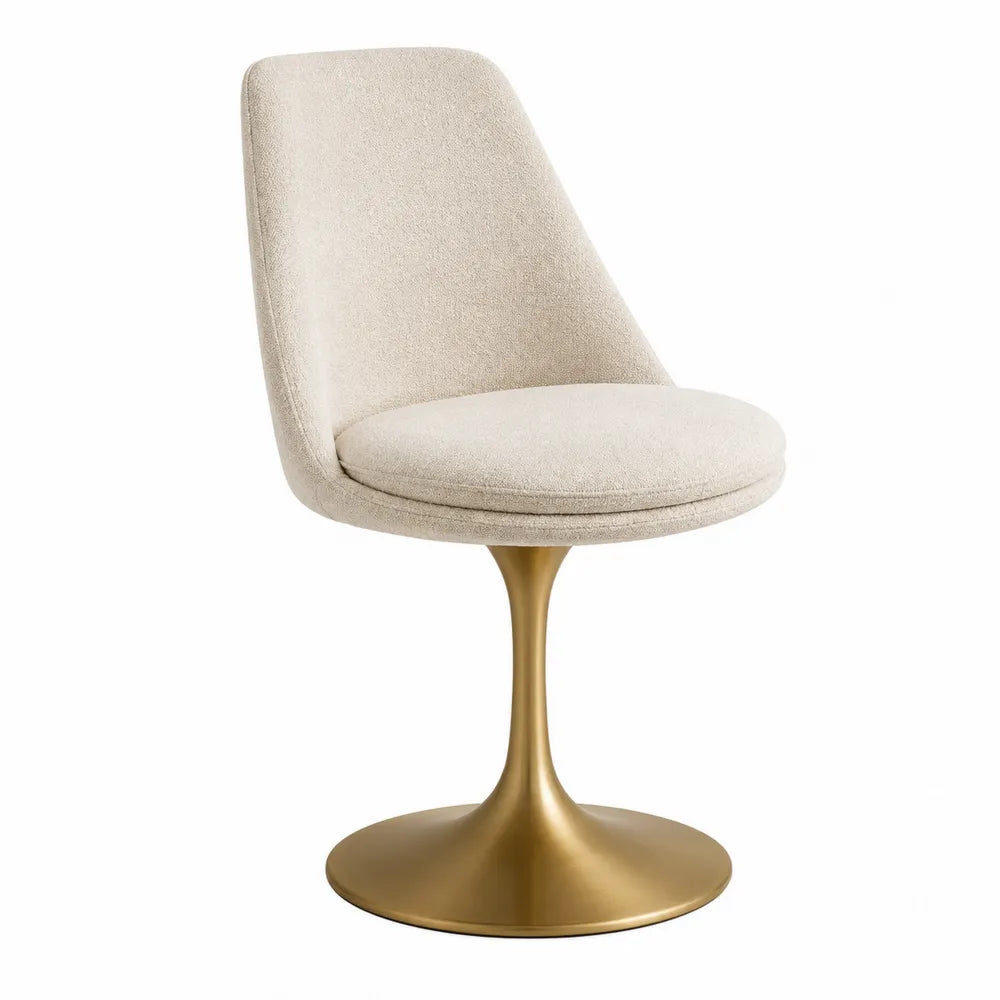 Sedia da pranzo in metallo e tessuto beige, altezza 85 cm