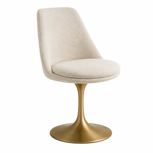 Sedia da pranzo in metallo e tessuto beige, altezza 85 cm
